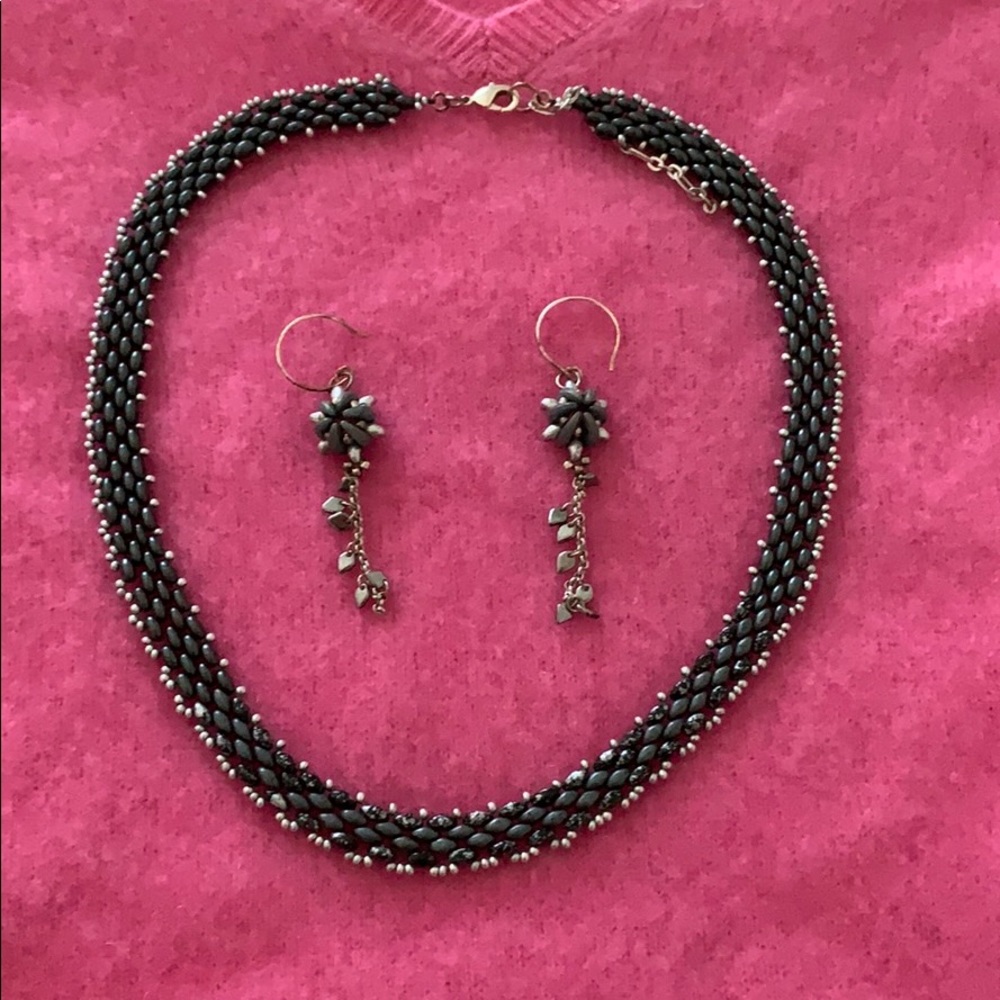 Beaded Necklace and Earrings Set